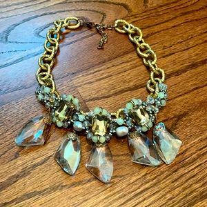 Gold and light blue chunky statement necklace